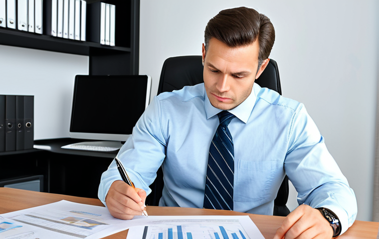 **

"A professional business analyst in a modern office setting, reviewing financial documents, fully clothed in appropriate business attire, safe for work, family-friendly, perfect anatomy, correct proportions, professional lighting, serious expression, well-formed hands, proper finger count, natural pose, high resolution, detailed."

**