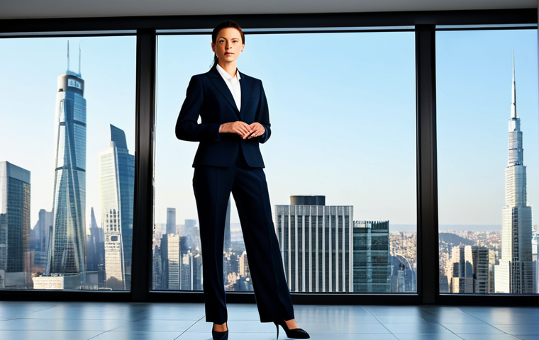 기업가치평가사 가치 평가 기법 - Business Presentation**

"A confident businesswoman in a modest, tailored pantsuit, standing on a br...