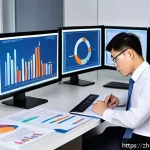 기업가치평가사 취업 후기 - A professional corporate valuation analyst in a modern office environment, meticulously reviewing fi...